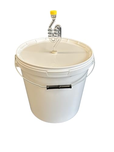 SILPLAST Gärbehälter 20L Fermentationsbehälter mit Gärröhrchen Deckel Dichtgummi Gäreimer Eimer für Bier Wein oder Maische lebensmittelecht Gärballon ideal für Hobbybrauer weiß