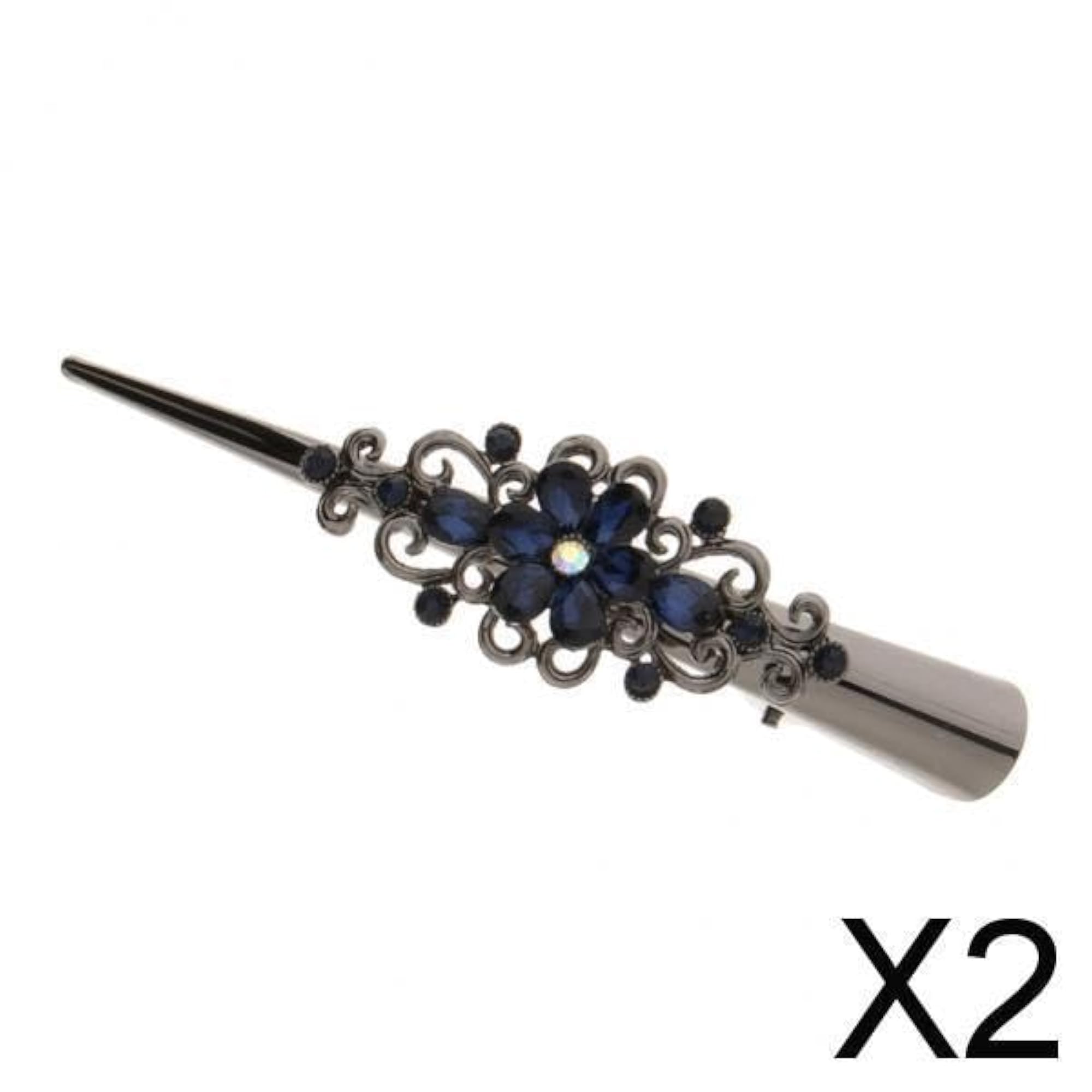 2x Metal Rhinestone Hair Alligator Clips