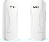 KuWFi Point to Point Gigabit Wireless Bridge 5.8G 900Mbps 1Gbs LAN Ports Long Range CPE Bridge Network Extend Outdoor 3KM/1.86Miles to of Shop, Barn,Farm and CCTV Connection
