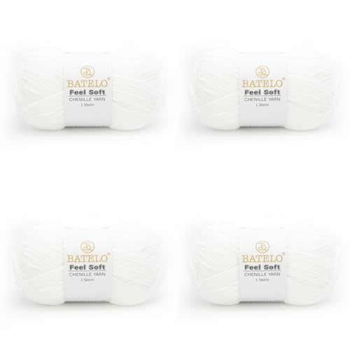 BATELO Thin Chenille Yarn for Crocheting & Knitting, Soft Plush