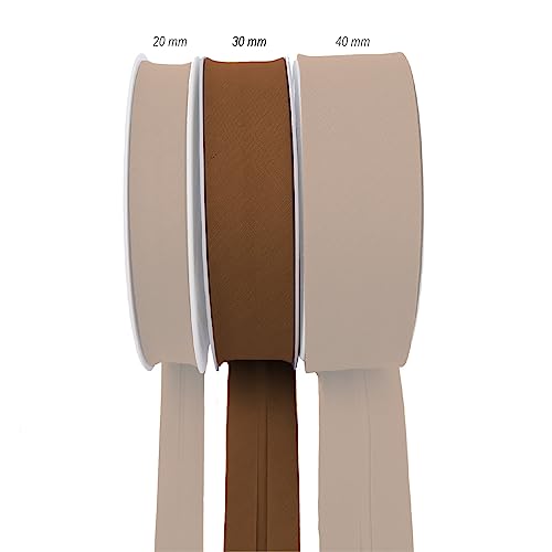TEXTEX = 30mm Wide Bias Binding Tape. 50% Cotton and 50% Polyester. 10m Piece - (Brown) - Image 2
