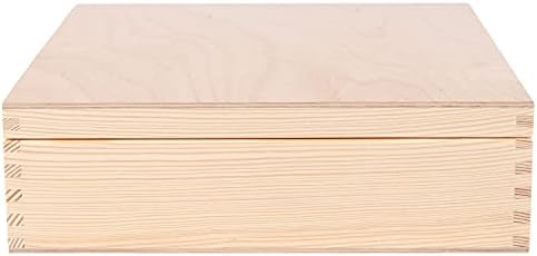 Creative Deco Unpainted Wooden Tea Box Storage | 12 Compartments | 29x25x7,5cm | Natural Wood | Luxury Compartment Organiser Bag Container Keepsake Caddy Chest for Chocolate & Coffee with Lid