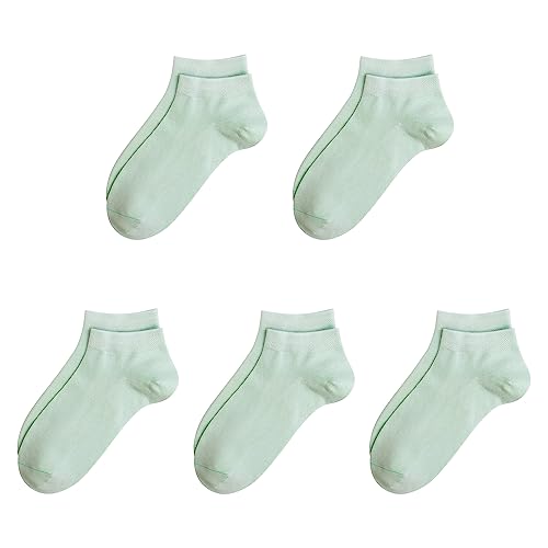 SERISIMPLE Viscose Bamboo School Socks Ankle Super Soft Kids Socks Stretch Cuffs Athletic Socks Odor Resistant Anti-odor 5 Pairs (X-Small, Mint Green)