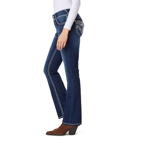 Image of WallFlower Bling Back Pocket Bootcut Jeans for Women, Luscious Curvy Fit, Embellished Mid-Rise Insta Stretch Denim