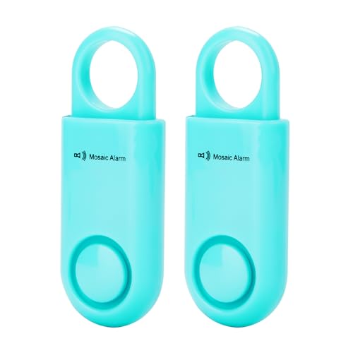 2 Pack Personal Safety Alarm 130db User-Replaceable Battery SOS Emergency Loud Sound Siren Keychain Alert for Women, College Students, Children, Night Runner, Hiking, Camp, Bear Alarm. Aqua