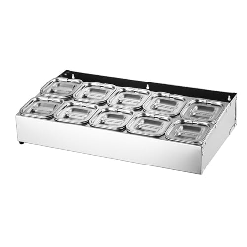 Bandeja comercial con divisor extraíble que optimiza la organización de ingredientes