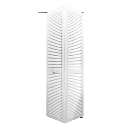 Onlywood Ante per armadio a muro persiana da Interni 71 x 205 cm - Kit porta a libro in Legno verniciato Bianco compreso di binario - Ante armadio a muro fai da te montaggio facile