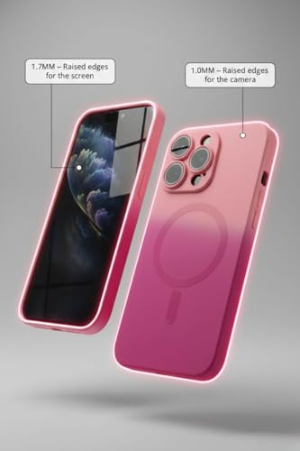 Image of amazon basics Gradient Mag-Safe Case for iPhone 16 Pro Max | Soft Silicone Shockproof Cover with Camera Protection | Slim Lightweight Design | Smooth Touch & Durable - Light and Dark Pink