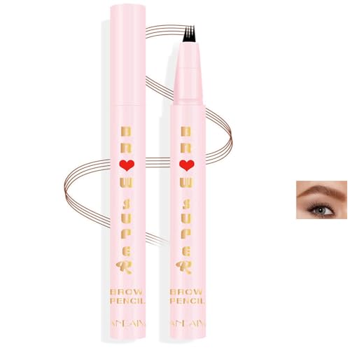 Eyebrow Pencil - Tattoo Brow Pen with Micro Fork Tip/Eyebrow Microblading Makeup Pen & Brow Tint Long-Lasting Waterproof Natural Looking Eyebrow Pencil (Light Brown 02)