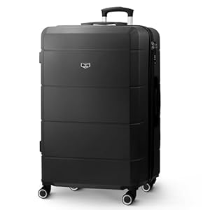 LUGG - Jetset 28 Inch Large Suitcase – Lightweight Hard Shell Luggage with TSA Lock – Water-Resistant ABS Spinner Suitcase – 4 Wheels – 75x49x29cm Travel Bag- Black