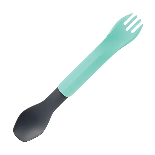 humangear GoBites Duo - Travel Silverware, Full Size Portable Fork & Spoon, Reusable Utensil Set, PC and BPA-free, Food-Safe Nylon, ﻿Extended - 9.1” X 1.6”, Mint/Dark Gray