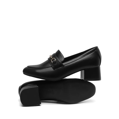 DREAM PAIRS Women's Chunky Mid Heel Pumps Comfortable Slip-On Heel Loafers Dressy Fashionable Business Casual Shoes,Size 9,Black,SDLS2401W by DREAM PAIRS - Used condition - Image 6