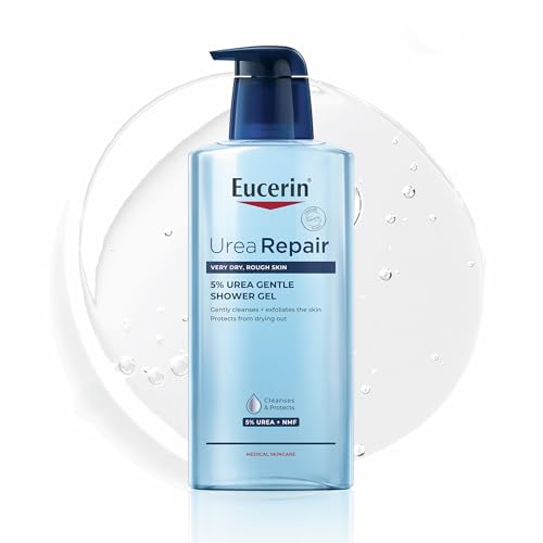 Eucerin Urea Repair Gel Doccia Delicato 5% 400 ml, Detergente corpo idratante ed esfoliante, Docciaschiuma con 5% Urea per un sollievo immediato, Bagnoschiuma per pelle secca e molto secca