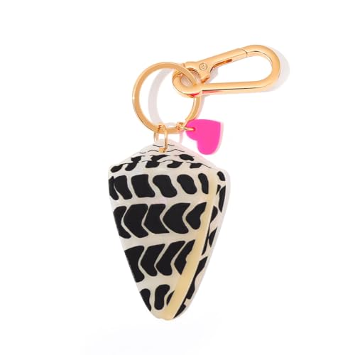 Personalized Hebrew Cone Shell Keychain - Textile Cone Shell Bag Charm