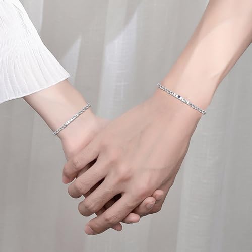 Couples Bracelets for Women Men 925 Sterling Silver Couple Friendship Bracelets Matching Jewelry2