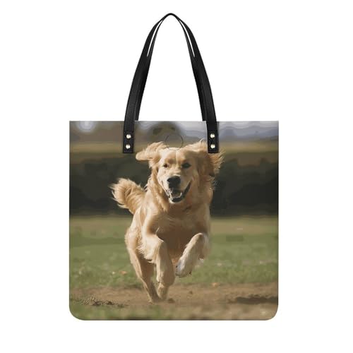Sac seau souple Golden Retriever en cuir végétalien de qualité supérieure pour femme