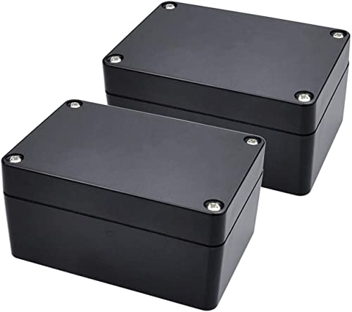 Therlan 2 Pack Black Waterproof Plastic Project Box ABS IP65 Electronic Junction box Enclosure 100 x 68 x 50 mm