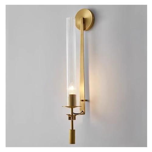 Aplique de pared de vidrio dorado para dormitorio y mesita de noche