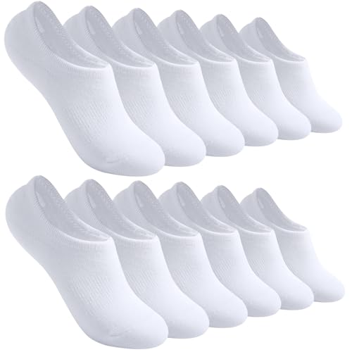 No Show Socks Women Non Slip Low Cut Liner Sports Casual Socks 6 Pairs White