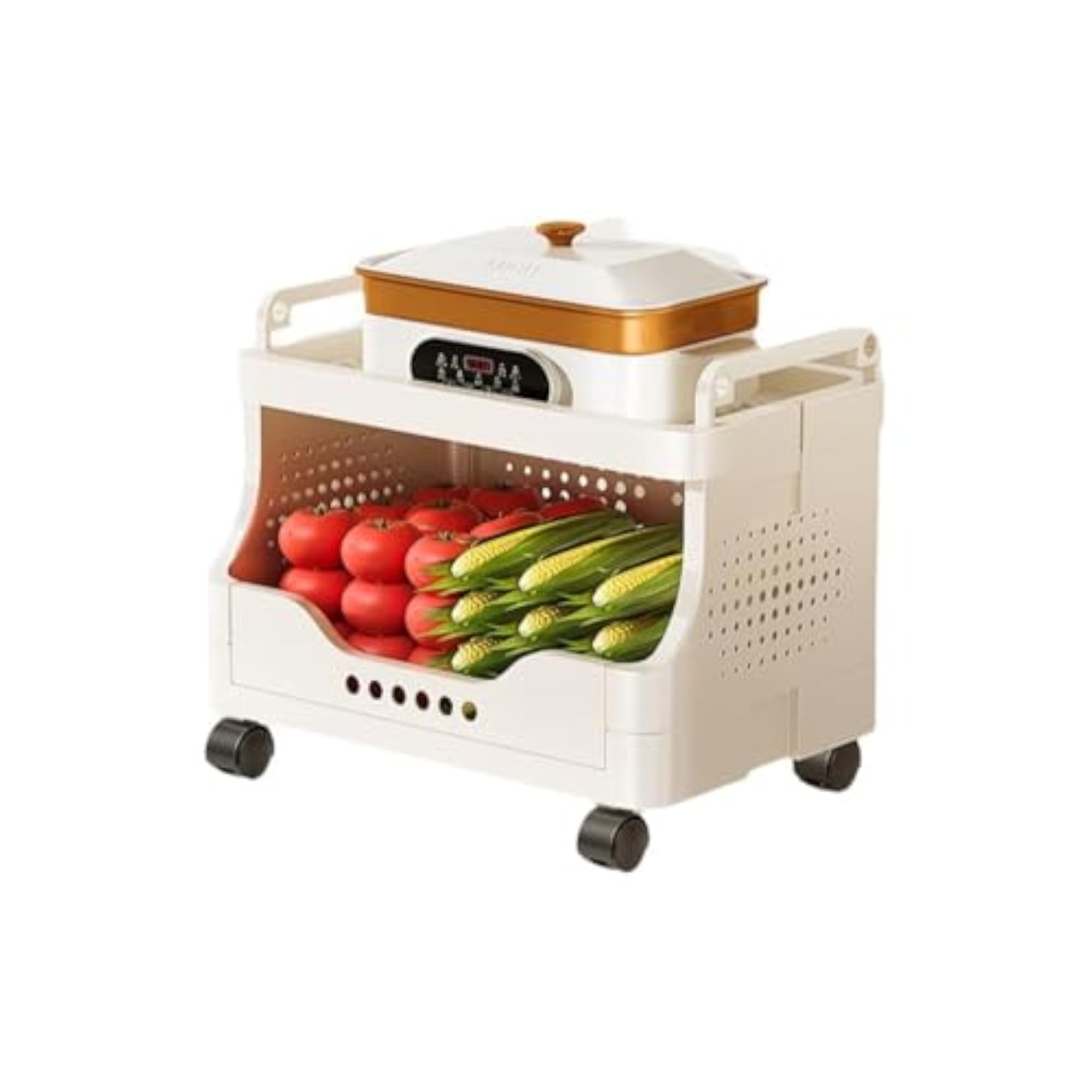 Multitier Kitchen Storage Rack, Rolling Floor Shelf Organizer