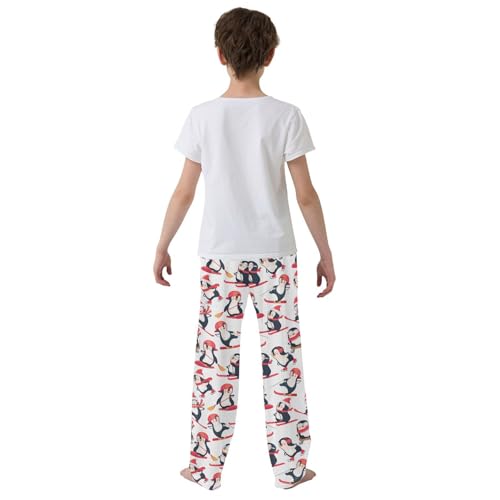 ZZXXB Funny Skating Penguin Boys Long Pants Soft Trousers Elastic Waist Kids Lounge Bottoms with Pockets S-XL3