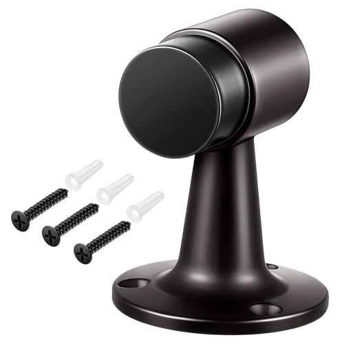 Yaocom 1 Pack Heavy Duty Floor Mounted Door Stop 3 in Aluminum Commercial Grade Door Stopper with Rubber Bumper & Stainless Steel Screws (Oil Rubbed Bronze)