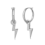 Brandlinger ® Ohrringe Silber 925 hängend. Creolen mit Anhänger Blitz. Schmuck Damen vergoldet mit 18 Karat (Silber und Gold) für Frauen und Mädchen. Durchmesser der Creolen 12 mm.