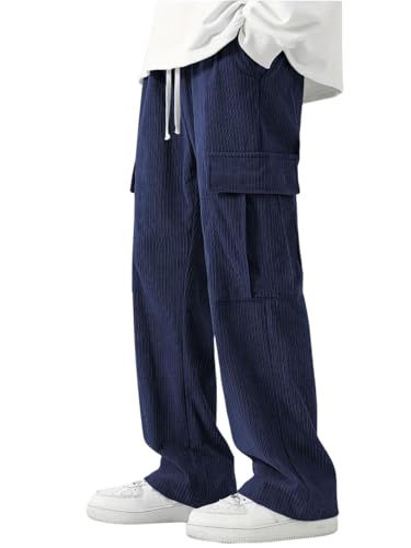 Image of Cargo Joggers for Men - Cotton Loose Fit Utility Pants with 6 Pockets | Durable Outdoor & Hiking Trousers