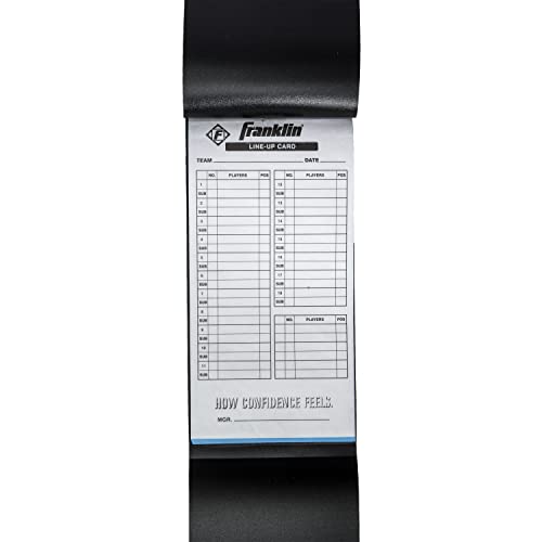 Franklin Sports MLB Baseball + Softball Lineup Cards - 25 Game Line Up Sheets Book + Holder for Coaches + Managers - Black
