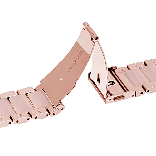 YISIWERA Compatible for Resin Apple Watch Bands 38mm 40mm 41mm Rose Gold Pink Stainless Steel Watch Band Strap for Women Men Replacement Wristbands for iWatch SeriesSE/ 7/6/5 4/3/2/1 by YISIWERA - Image 4