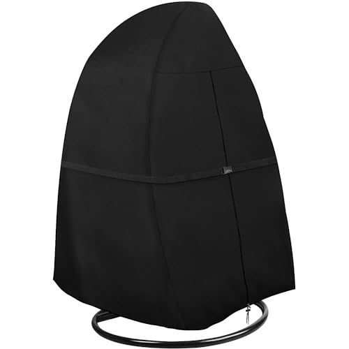 Dokon Copertura per Sedia Sospesa da Giardino Impermeabile, Tessuto Oxford 420D, Antivento, Anti-UV Copertura Sedia Dondolo Esterno con Cerniera (190 x 115cm) - Nero