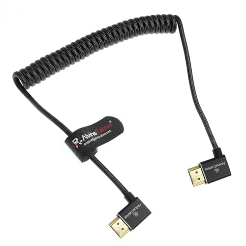 Alvin's Cables Cable HDMI 8K para Atomos Ninja, 2.1 48Gbps 8K@60Hz 4K@120Hz Cable espiral trenzado de alta velocidad para Sony FS5, FS7, BMPCC, Canon C300 C500, Feelworld, ángulo recto a derecho - imagen 3