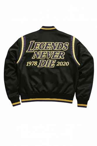 La Mejors Men's Legends Basketball Black Satin Bomber Jacket – Kobe Tribute | Stephen A. Smith Style Varsity Coat | Bryant Lightweight Sportswear (XS) - Image 2