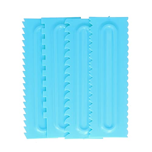 Lot de 4 Peignes de Décoration Polyvalents pour Grattoir à Gâteau, Grattoir à Crème en Plastique et Lisseur à Glaçage pour Gâteaux Fondants à la Crème au Beurre, Outils de