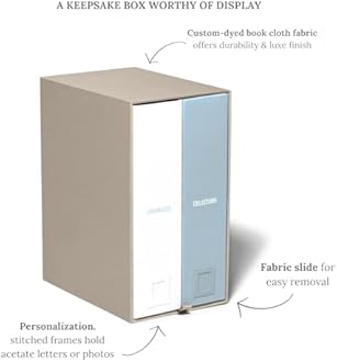 Savor I Baby Deluxe Box | Acid-Free Newborn Keepsake & Memory Organizer with 52 Labels, 9 Drawers, 8 File Folders | Gift for Pregnancy, Gift for Mom & Baby Shower, Blue, No Customization