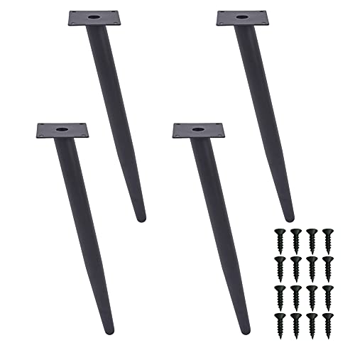 Lot de 4 pieds de table obliques en métal, noir, 40,5 cm de hauteur, base silencieuse antidérapante pour canapés, tables et autres meubles Cover