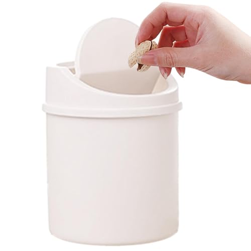 Cubo de basura de escritorio con tapa basculante, bandeja antiolores para oficina, cocina, baño y dormitorio