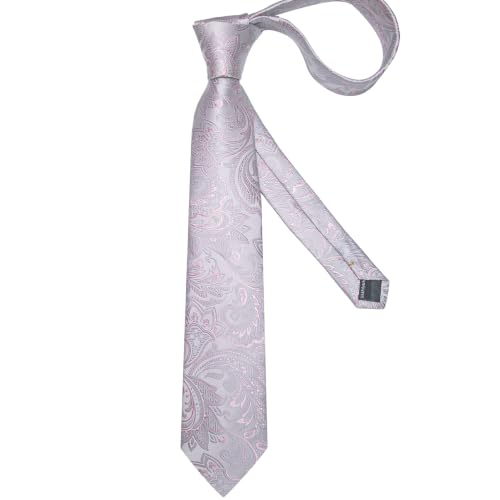Image of DiBanGu Silk Floral Ties for Men Woven Paisley Necktie