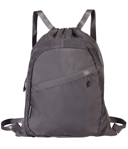 Image of Sports Drawstring Backpack, Waterproof Gym Cinch Bag - Gray