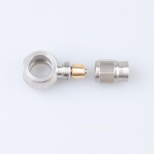 Image of Stainless Steel Brake Fitting Straight - 3AN (AN3) To 3 /8 inch-32 UNEF JIC Metric Hole Diameter 11.2mm Length 30.6mm Banjo PTFE Hose End With Back Nut & Olive