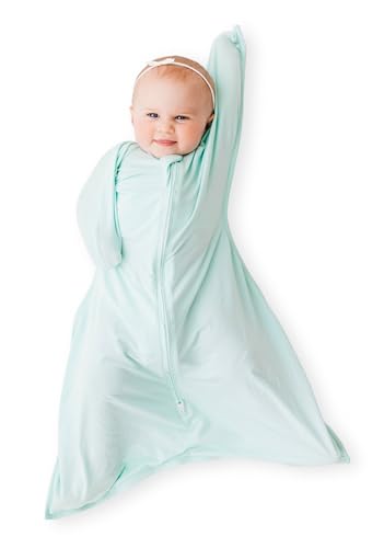 Image of bebon Transition Swaddle - Baby Wearable Blanket - Cozy Sleep Sack, Wrap | with 2-Way Zipper (Dreammint, Small 4-8 Month)