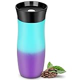 【GRAN CALIDAD】Taza de acero inoxidable 304, un material inodoro y muy duradero. Se puede reutilizar una y otra vez, por lo que es una opción más ecológica que las tazas desechables de plástico para tomar una deliciosa bebida en cualquier momento.