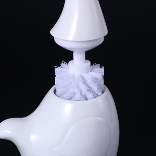 Brosse compacte de cygne KICHOUSE avec support blanc pour toilettes chic