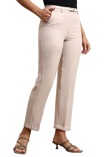 Image of FRAULEIN Women Formal Trousers | Slim Fit Office Pants | Ankle Length Work Pants | Business Casual Corporate Wear