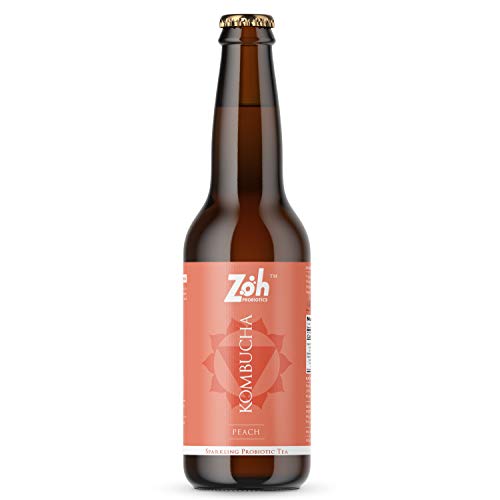 Image of Zoh Probiotics Kombucha-(Pack Of 3) Jasmine,Peach&Kashmiri Kahwa. Low Sugar,Vegan,Gluten Free With Gut Healing Active Cultures.,330 Milligrams, Green Tea
