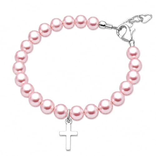 Image of Baby Crystals Personalized Gifts, Sterling Silver Cross Bracelet Charm Baptism Jewelry