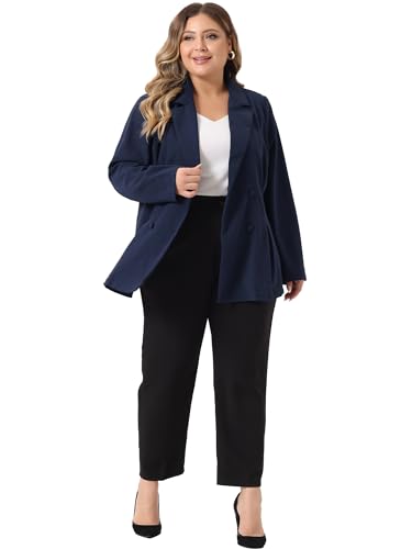 Agnes Orinda Plus Size Women Blazers Lapel Collar Elegant Double Breasted Casual Work Blazers3