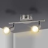 Comzler LED Deckenleuchte drehbar, LED Strahler mit 2 drehbaren & schwenkbaren Deckenspots 400LM 4W LED GU10 Birnen Deckenstrahler für Küche, Wohnzimmer, Schlafzimmer