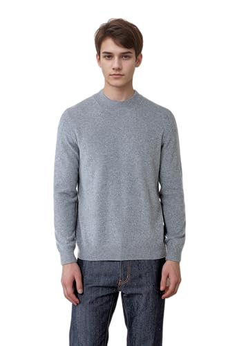 Mongolian Cashmere Mock Neck Sweater for Men - 100% Pure Cashmere Crewneck Casual Sweater