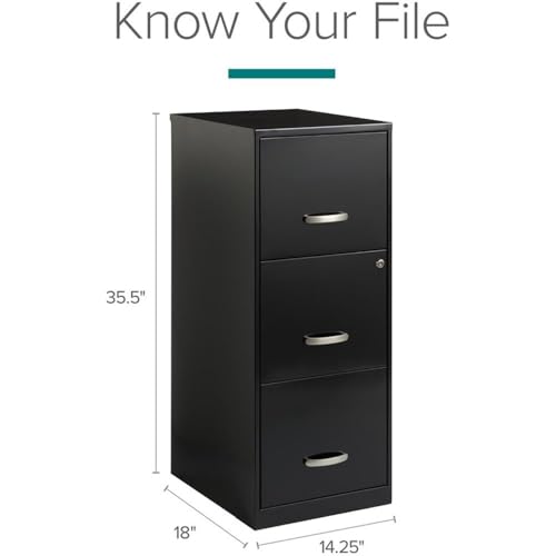 Office Designs Cooper 3 Drawer Letter File Cabinet in Black - Thumbnail 2